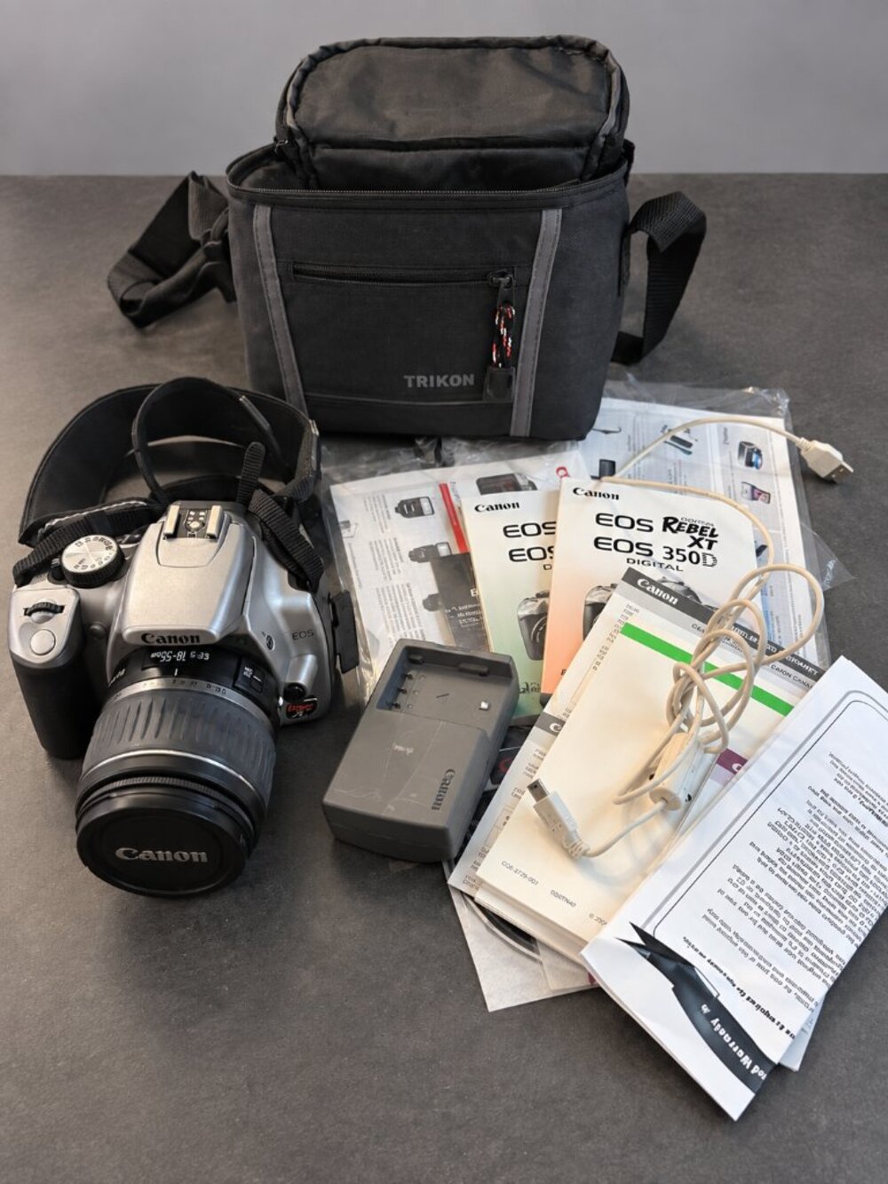 Canon EOS Digital Rebel XT DSLR Camera Bundle With Lens, Charger & Bag